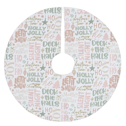 Holiday Sayings & Symbols in Soft Seasonal Tones Kerstboom Rok (Voorkant)