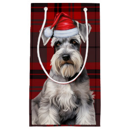 Holiday Schnauzer Dog Holiday Plaid Christmas Klein Cadeauzakje