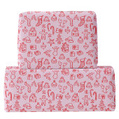 Holiday Scribble Doodle Rood en Roze Cadeaupapier