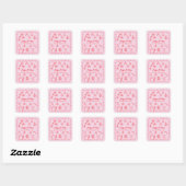 Holiday Scribble Illustratie Doodle Roze en Rood Vierkante Sticker (Vel)