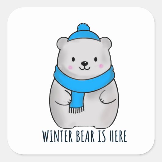 Holiday Season Winter Bear  Vierkante Sticker (Voorkant)