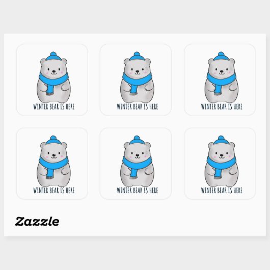 Holiday Season Winter Bear Vierkante Sticker (Vel)