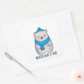 Holiday Season Winter Bear  Vierkante Sticker (Envelop)