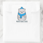 Holiday Season Winter Bear  Vierkante Sticker (Tas)
