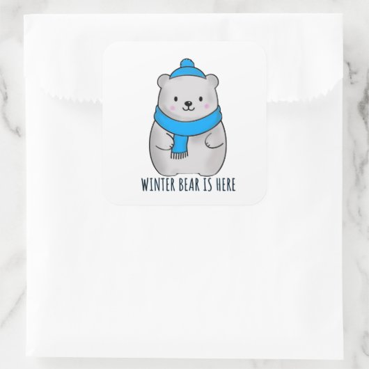 Holiday Season Winter Bear  Vierkante Sticker (Tas)