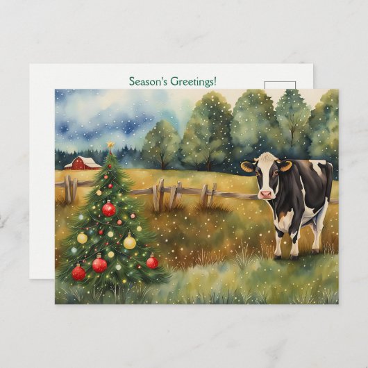 Holiday Seasons Greetings Country Barn  Briefkaart (Voorkant / Achterkant)