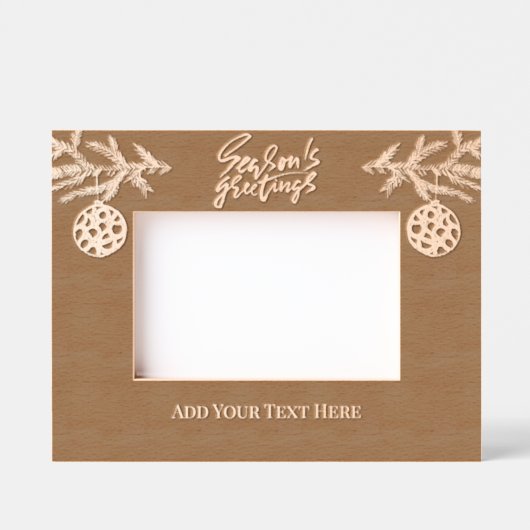 Holiday Seasons Greetings Fir Branch Custom Text Gegraveerde Lijstjes (Voorkant)