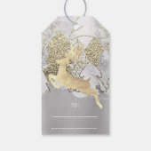 Holiday Sepia Gold-kerstboomrenrendierbomen Cadeaulabel (Achterkant)