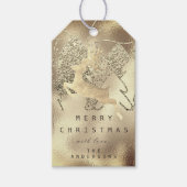 Holiday Sepia Gold Kerstmis Metal Reindeer Glass Cadeaulabel (Voorkant)