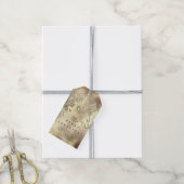 Holiday Sepia Gold Kerstmis Metal Reindeer Glass Cadeaulabel (Met Touw)