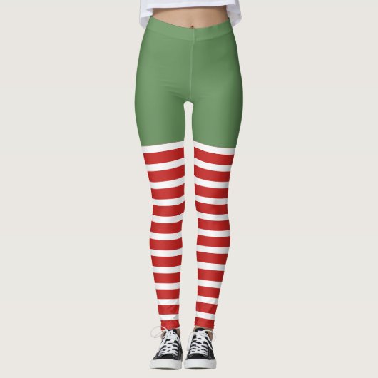 Holiday Sexy Elf Leggings Candy Cane Kerstmis (Voorkant)