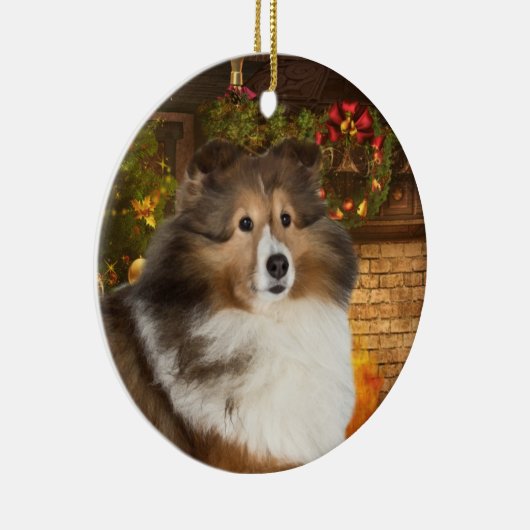 Holiday Sheltie Keramisch Ornament (Rechts)