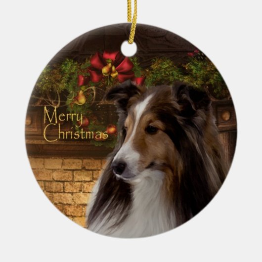 Holiday Sheltie Ornament (Voorkant)