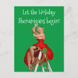 Holiday Shenanigans Retro Pinup Briefkaart voor Ke
