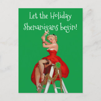 Holiday Shenanigans Retro Pinup Briefkaart voor Ke