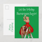 Holiday Shenanigans Retro Pinup Briefkaart voor Ke (Voorkant / Achterkant)