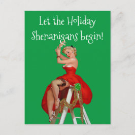 Holiday Shenanigans Retro Pinup Briefkaart voor Ke