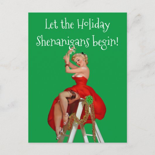 Holiday Shenanigans Retro Pinup Briefkaart voor Ke (Voorkant)