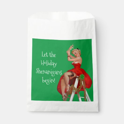 Holiday Shenanigans Retro Pinup Kerstmis Bedankzakje (Voorkant)