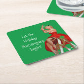 Holiday Shenanigans Retro Pinup Kerstmis Kartonnen Onderzetters (Schuin)