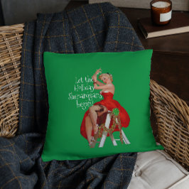Holiday Shenanigans Retro Pinup Kerstmis Kussen