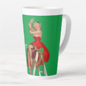 Holiday Shenanigans Retro Pinup Kerstmis Latte Mok (Rechterhoek)