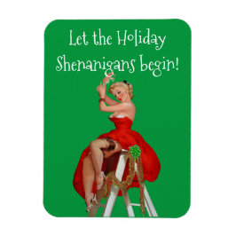 Holiday Shenanigans Retro Pinup Kerstmis Magneet