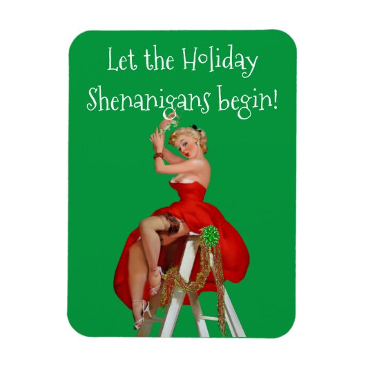 Holiday Shenanigans Retro Pinup Kerstmis Magneet (Verticaal)