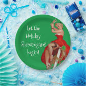 Holiday Shenanigans Retro Pinup Kerstmis Papieren Bordje (Feest)