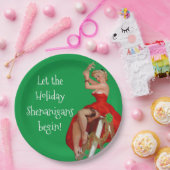 Holiday Shenanigans Retro Pinup Kerstmis Papieren Bordje (Feest)