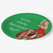Holiday Shenanigans Retro Pinup Kerstmis Papieren Bordje (Gekanteld)