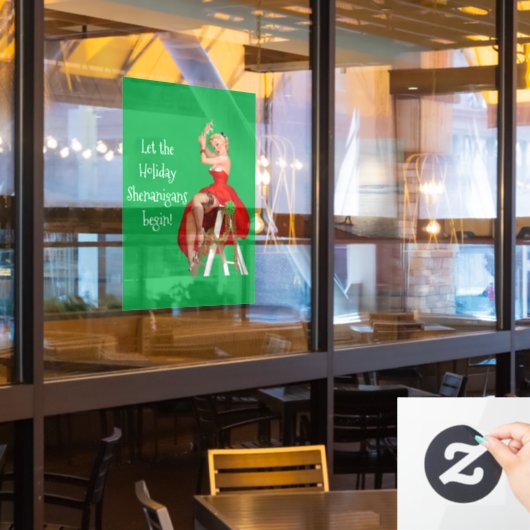 Holiday Shenanigans Retro Pinup Kerstmis Raamsticker (Restaurant Raam)