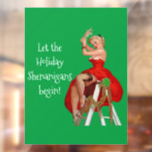 Holiday Shenanigans Retro Pinup Kerstmis Raamsticker (Vel 2)