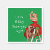 Holiday Shenanigans Retro Pinup Kerstmis Servet (Voorkant)