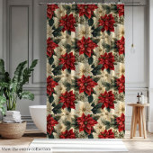 Holiday Shower Curtain Classic Christmas Flowers Douchegordijn
