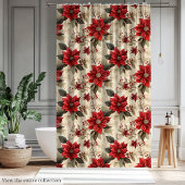 Holiday Shower Curtain with Classic Xmas Flowers Douchegordijn