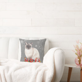 Holiday Siamese Cat Waterverf Kussen
