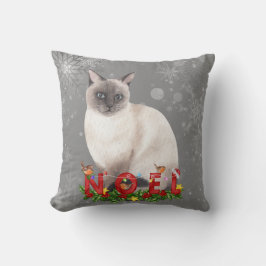 Holiday Siamese Cat Waterverf Kussen