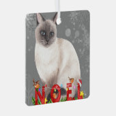 Holiday Siamese Cat Waterverf Metalen Ornament (Voorkant Rechts)