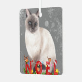 Holiday Siamese Cat Waterverf Metalen Ornament (Voorkant links)