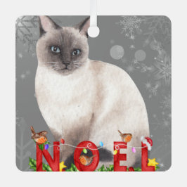 Holiday Siamese Cat Waterverf Metalen Ornament