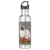 Holiday Siamese Cat Waterverf Waterfles (Voorkant)