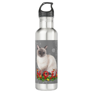 Holiday Siamese Cat Waterverf Waterfles