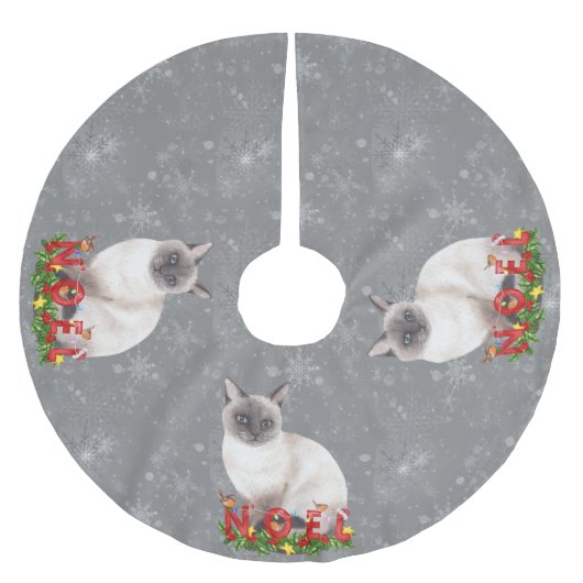 Holiday Siamese Cats Waterverf Kerstboom Rok (Voorkant)
