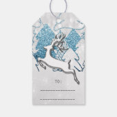 Holiday Silver Blue Grey kerstrendiertje 3D Cadeaulabel (Achterkant)