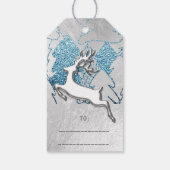 Holiday Silver Blue Grey kerstrendiertje 3D Cadeaulabel (Achterkant)