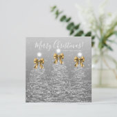 Holiday Silver Christmas Trees Greeting Gold  Feestdagenkaart (Staand voorkant)