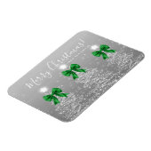 Holiday Silver Christmas Trees Greeting Green  Magneet (Linkerzijde)