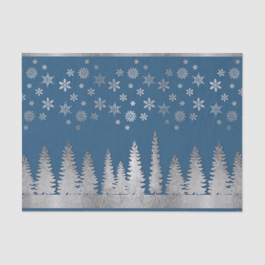 Holiday Silver en Blue Winter Wonderland Tissuepapier (Voorkant)