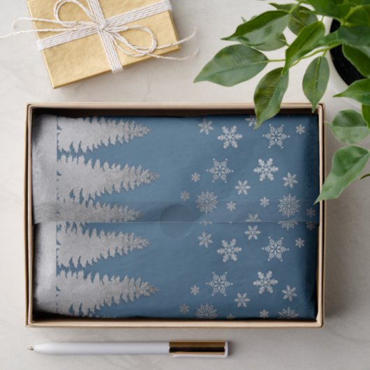 Holiday Silver en Blue Winter Wonderland Tissuepapier (Geschenk)